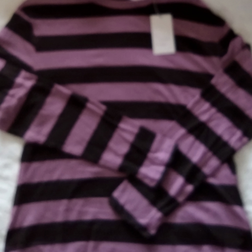 a• new day  Junior long sleeve purple striped top NWT